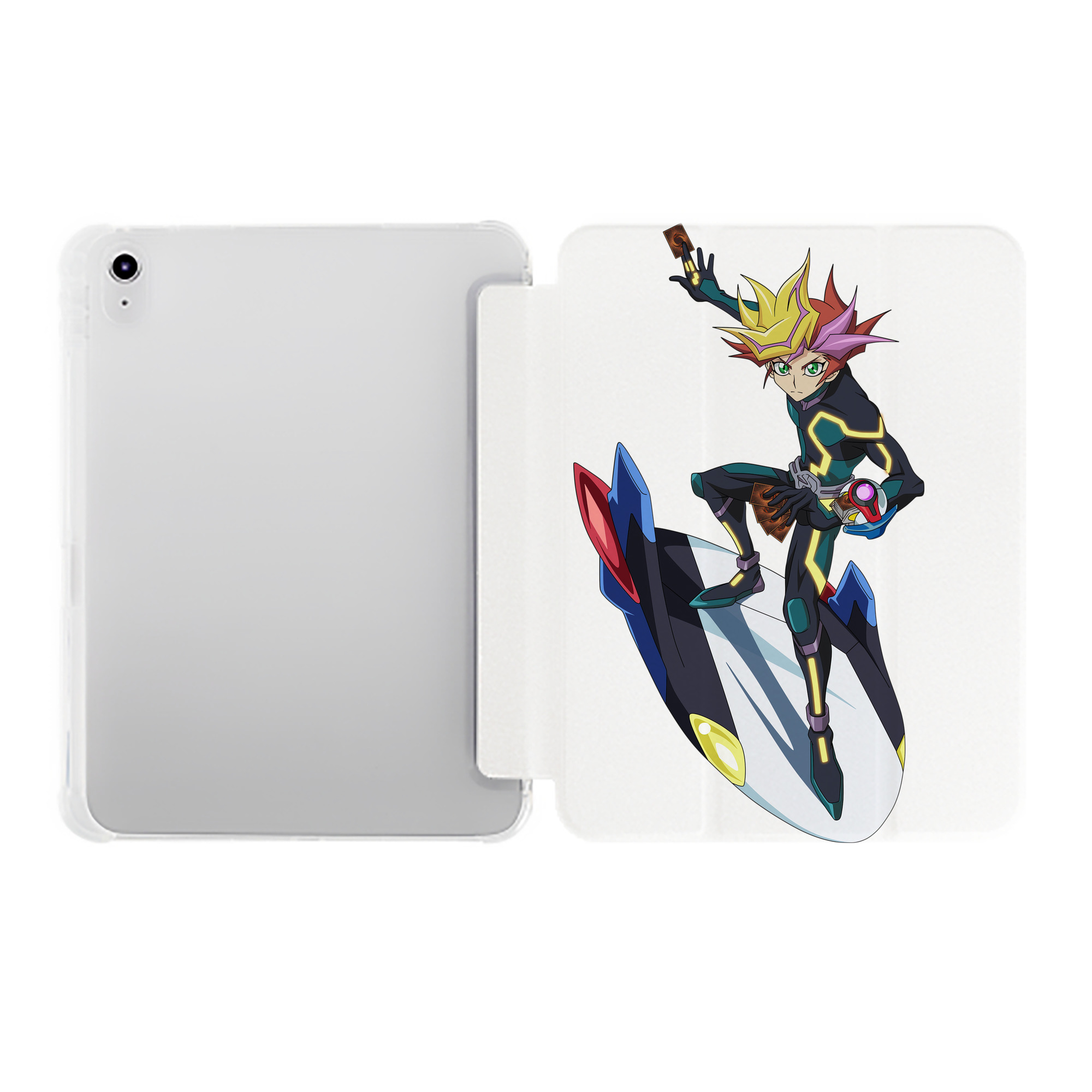 （画像用） 遊☆戯☆王 Yu-Gi-Oh! IPad ケース ペン収納付き 三つ折りスタンド PUレザー×シリコン 対応機種9.5/10.5/10.9インチ